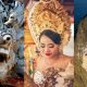Collage of Barong statue, Balinese dance performer, and Nusa Penida cliff point