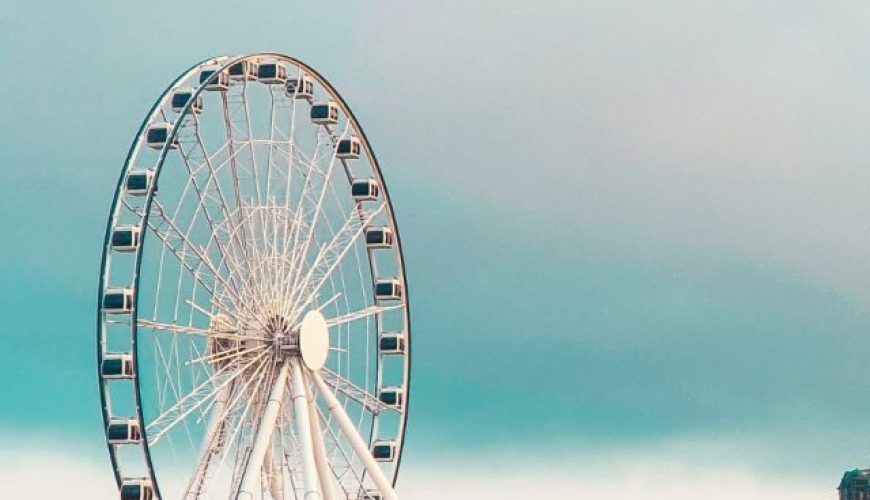 Baku Flame Towers and Ferris Wheels in Azerbaijan