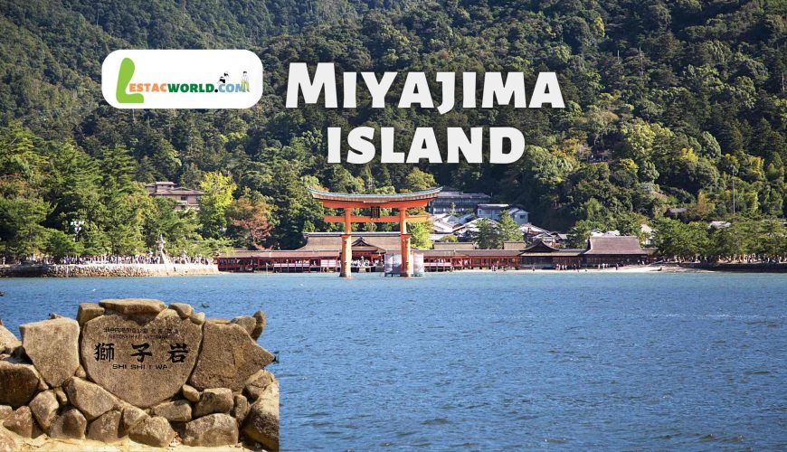 "Scenic view of Miyajima Island in Japan, featuring Itsukushima Shrine's iconic torii gate