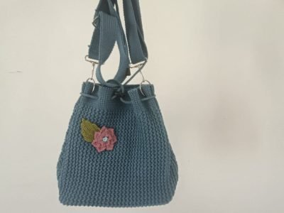 Hand Knitted Blue bag in Bali