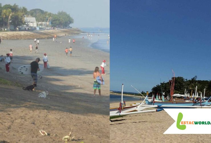 Segara Beach Bali where people are surfing