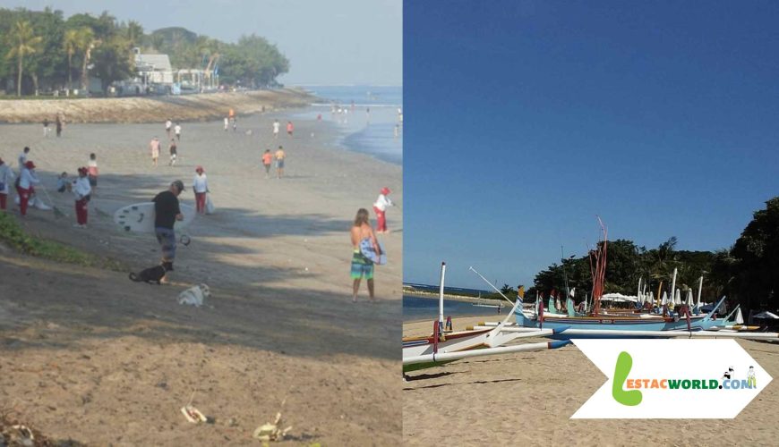 Segara Beach Bali where people are surfing