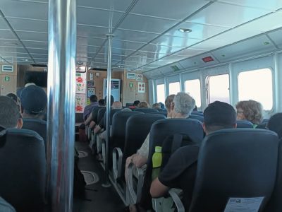 Lower deck of Golden queen speed boat deom Bali to Gili and return.
