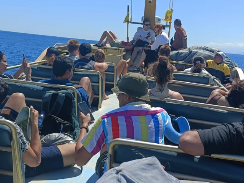 Upper deck of speed boat from Bali to Gili