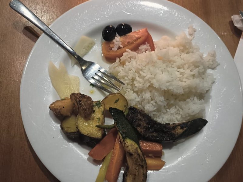 Veg Meal in Bali2 Rice and boiled Vegetables served in Candidasa Bali.