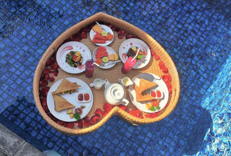 Floating breakfast with Vegetarian meal served in Bali
