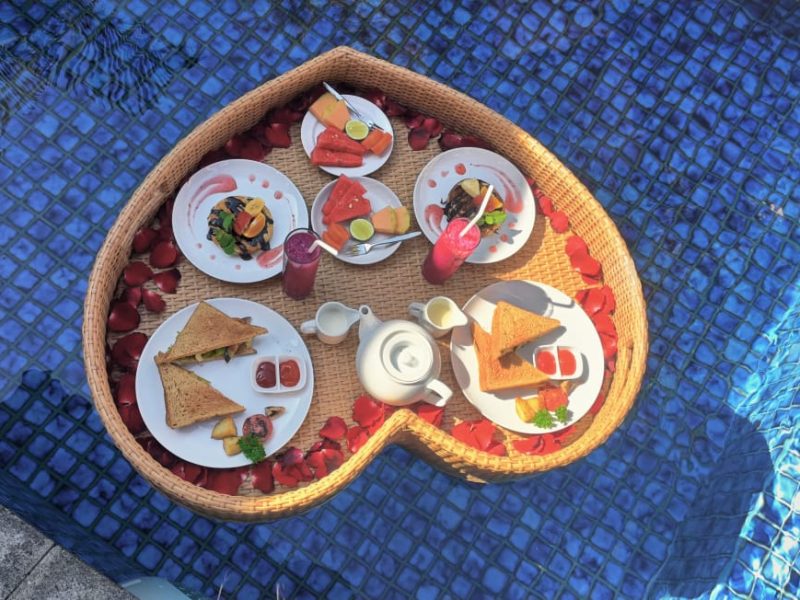 Floating breakfast with Vegetarian meal served in Bali
