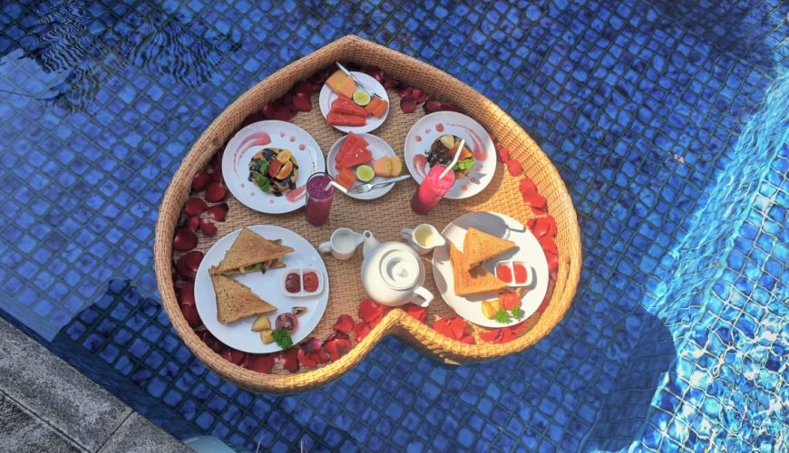 Floating breakfast with Vegetarian meal served in Bali