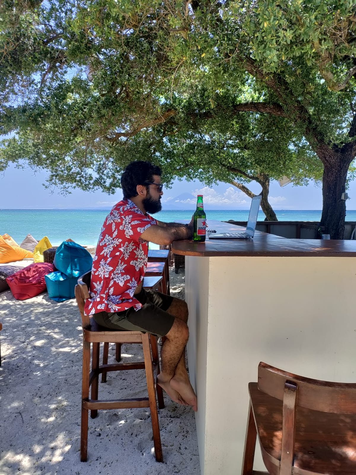 Gili Air0 Adit sarin working from Gili Air