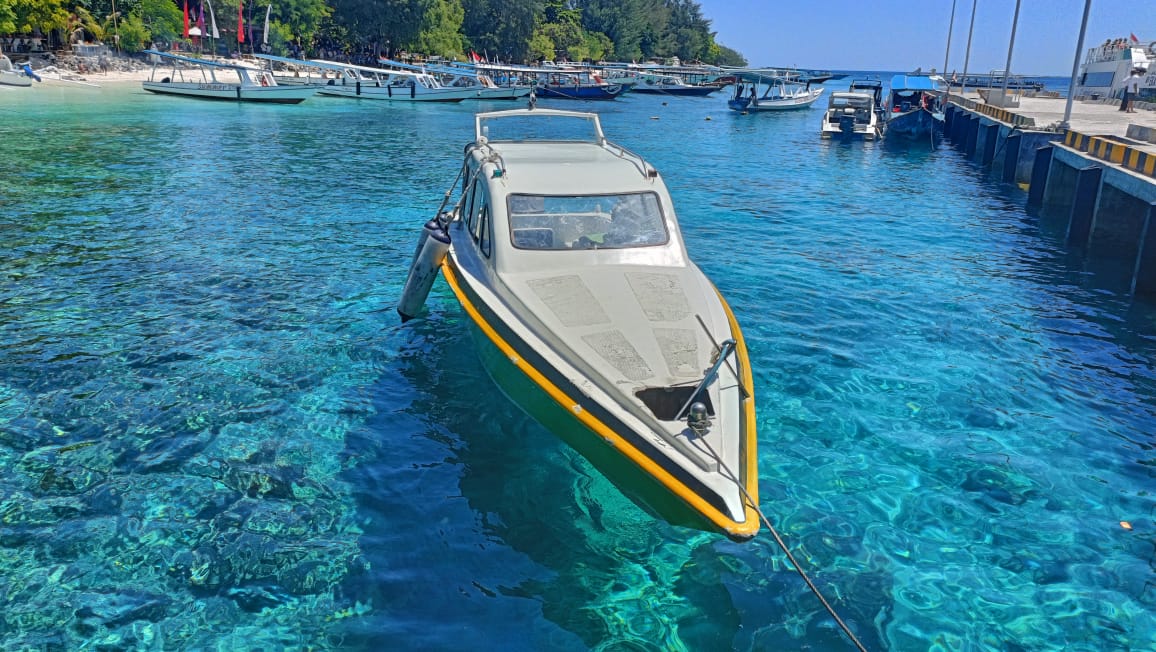 A Small Boat docked at Gili Trawangan port
