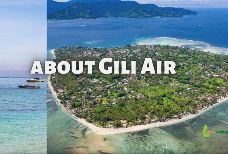 Collage of Aerial and sea view of Gili meno