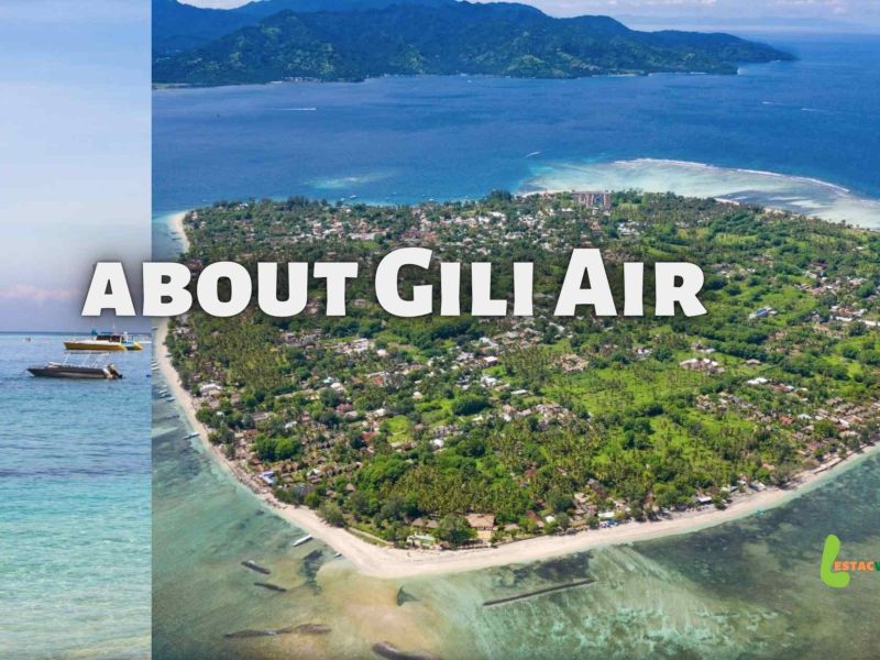 Collage of Aerial and sea view of Gili meno