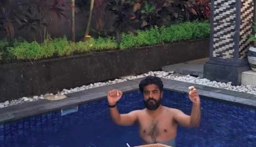 Floating breakfast at a private pool in Villa.