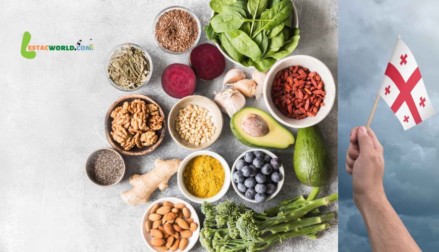 Food ingredients with the flag of Georgia