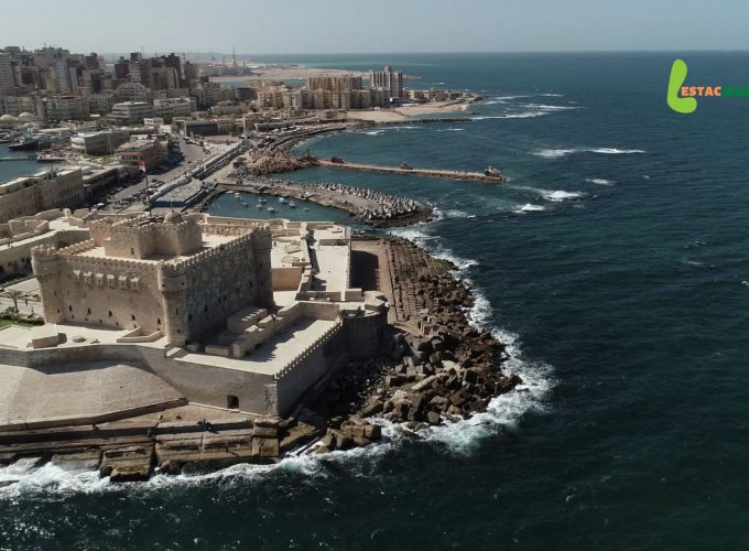 Text: Scenic coastline of Alexandria, Egypt - 9 nights 10 days Egypt tour package