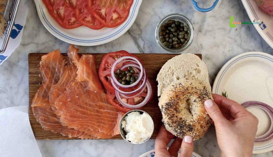 Famous food in New York - Bagels and Lox at Russ & Daughters in New York City.