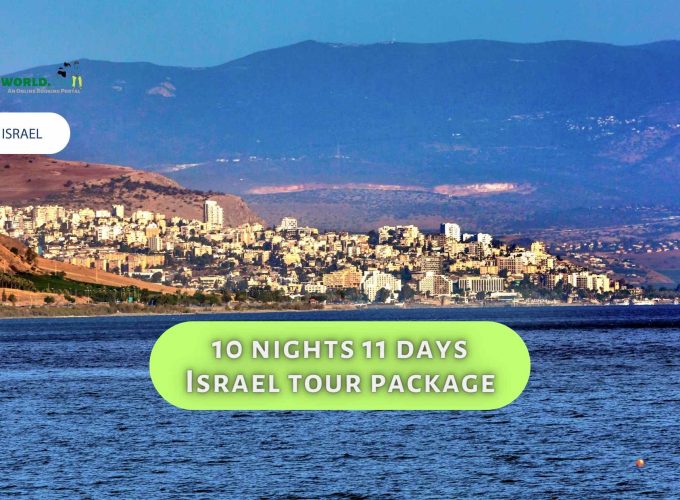 A breathtaking panoramic view of the Galilee region in Israel, showcasing lush green hills, the serene Sea of Galilee, and the idyllic countryside. This image encapsulates the natural beauty and tranquility that awaits travelers on the 10 nights 11 days Israel tour package.