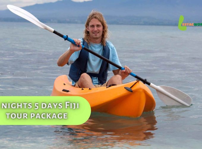 Tourist kayaking in Fiji's crystal-clear waters - 4 nights 5 days Fiji tour package.
