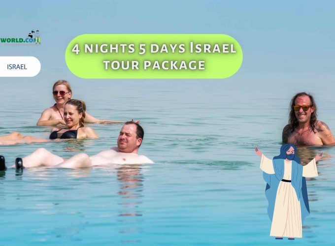 Tourists floating effortlessly in the crystal-clear waters of the Dead Sea during their 4 nights 5 days Israel tour package.