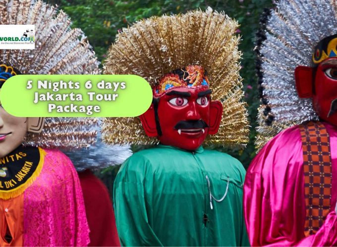 Colorful Ondel-ondel traditional puppets in Jakarta, a cultural highlight of the 5 nights 6 days Jakarta tour package.