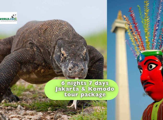 6 nights 7 days Jakarta & Komodo tour package - Collage of Ondel-ondel puppet and Komodo dragon on Komodo Island