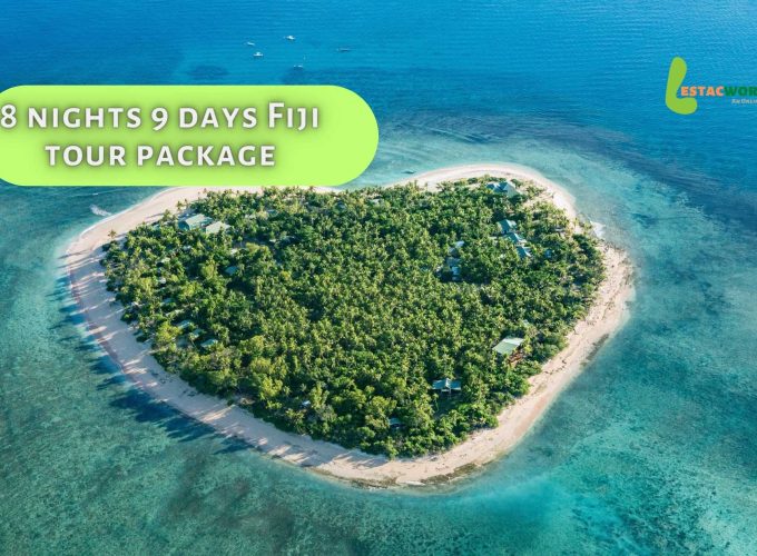 Aerial view of Fiji Heart Shaped Island, a romantic and picturesque destination included in the 8 nights 9 days Fiji tour package.
