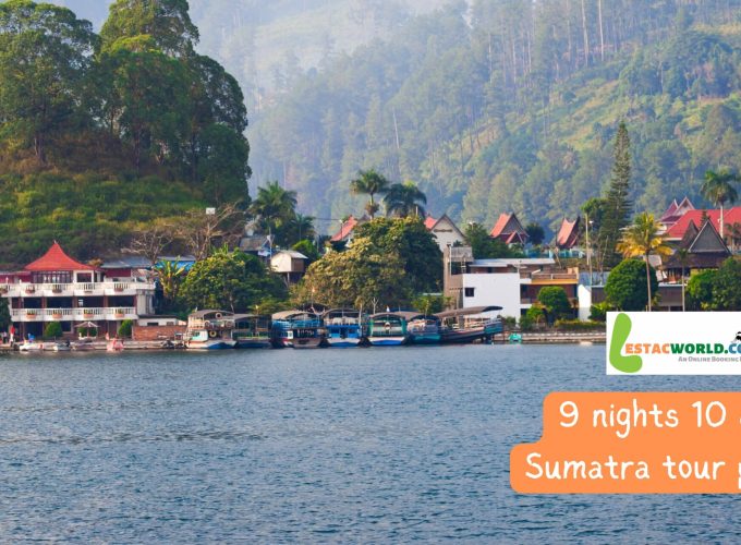A breathtaking view of Lake Toba in Sumatra, Indonesia, part of the 9 nights 10 days Sumatra tour package.