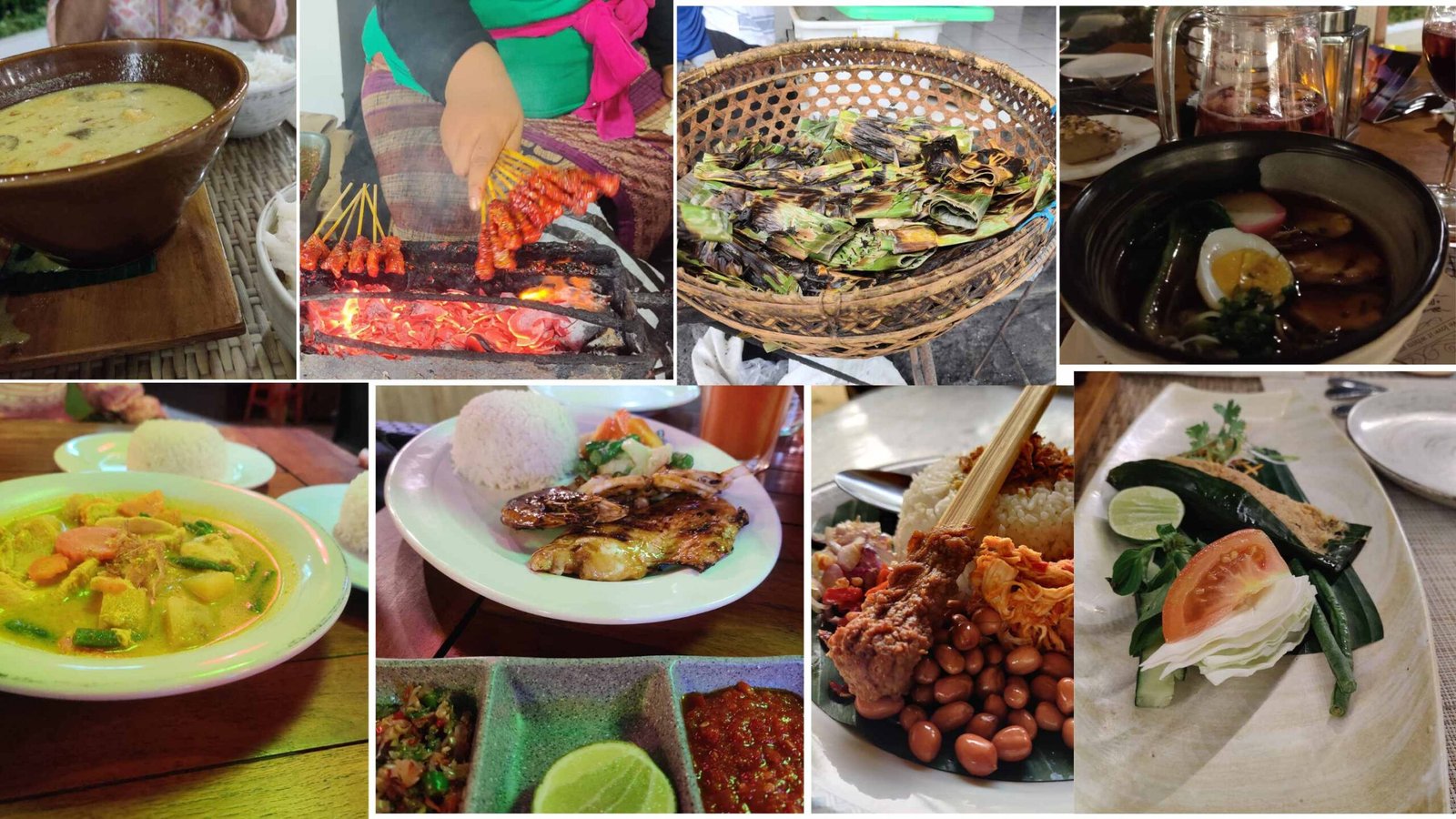 Bali tour with parents - A delectable collage of Balinese culinary delights enjoyed during the Bali tour with parents.