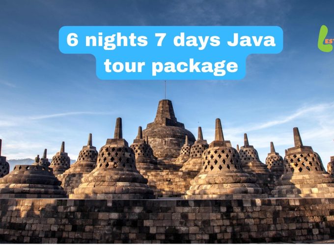 6 nights 7 days Java tour package - A panoramic view of the majestic Borobudur Temple at sunrise.