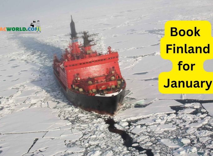 A mesmerizing view of an ice breaker cruise slicing through the frozen waters, showcasing the magic of Finland in January.