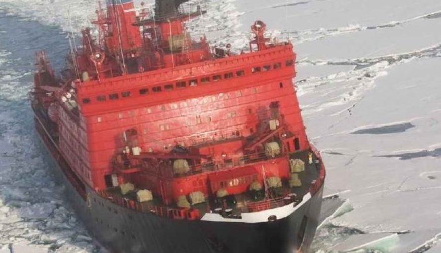 A mesmerizing view of an ice breaker cruise slicing through the frozen waters, showcasing the magic of Finland in January.