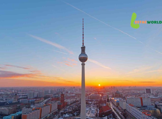Berlin skyline at dusk