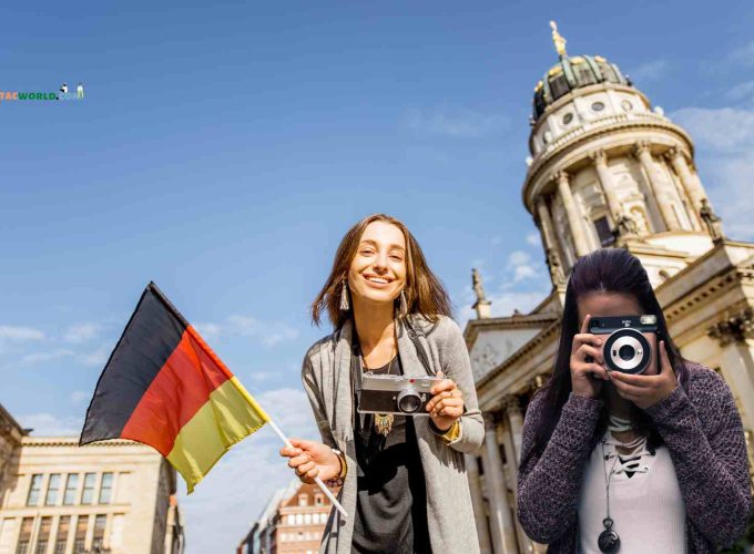 Two women exploring the streets of Berlin during a 6 nights 7 days itinerary of Germany
