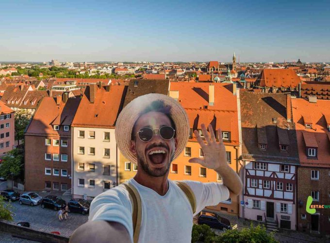 Tourist taking a selfie in Nuremberg during 9 nights 10 days Germany tour package.