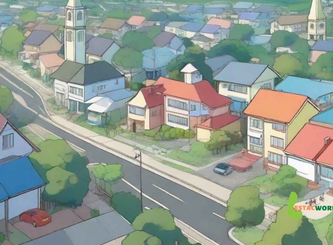 Aerial view of housing locality in England.