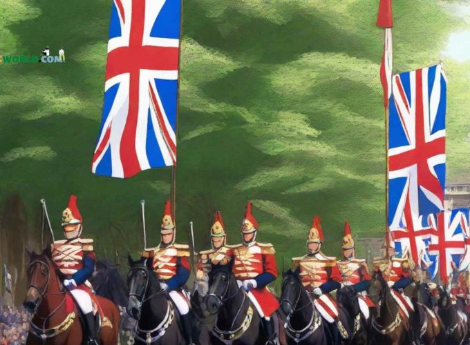 Animated image of Royal guards parading in London.