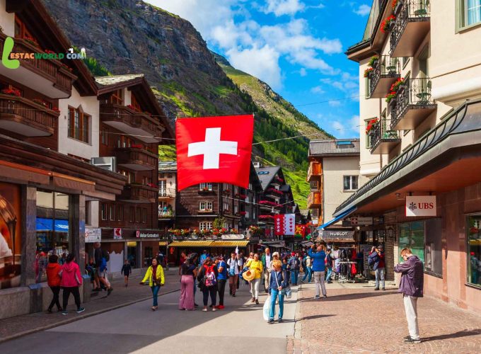 Zermatt market center bustling with activity, a highlight of the 6 nights 7 days Switzerland tour package.