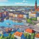 A mesmerizing animated image showcasing the aerial view of Helsinki city, a must-visit destination on the 5 nights 6 days Finland tour in summers.