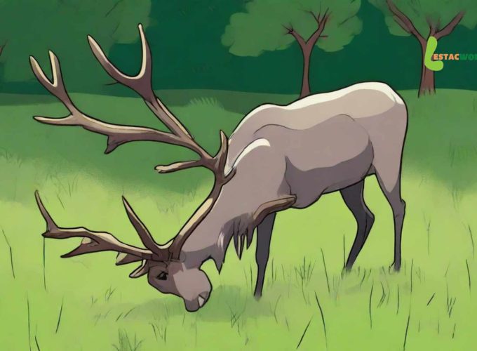 An animated image showcasing a reindeer peacefully grazing on grass in Lapland, Finland, part of the 7 nights 8 days Finland tour package in summers.