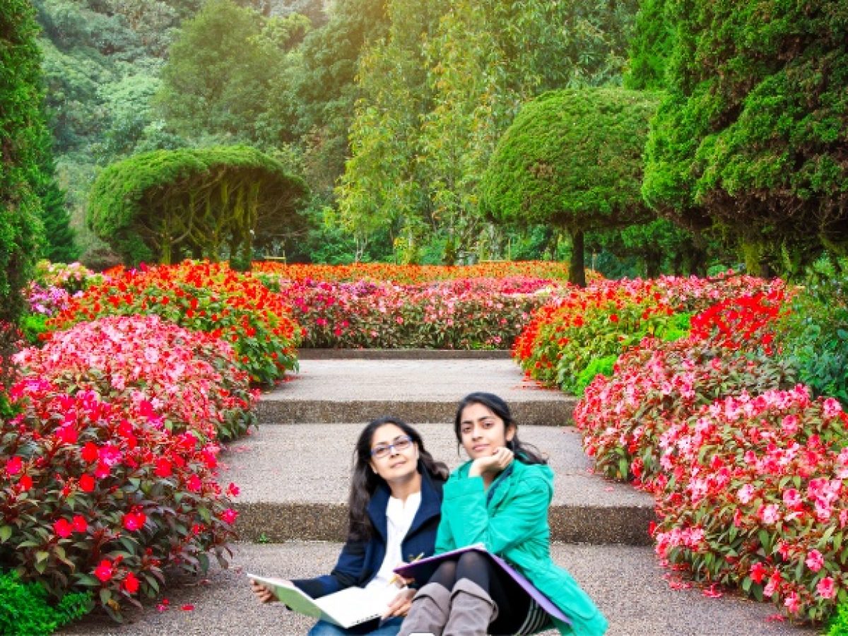 Chaithra and her daughter enjoying a serene moment in one of Japan's beautiful gardens.