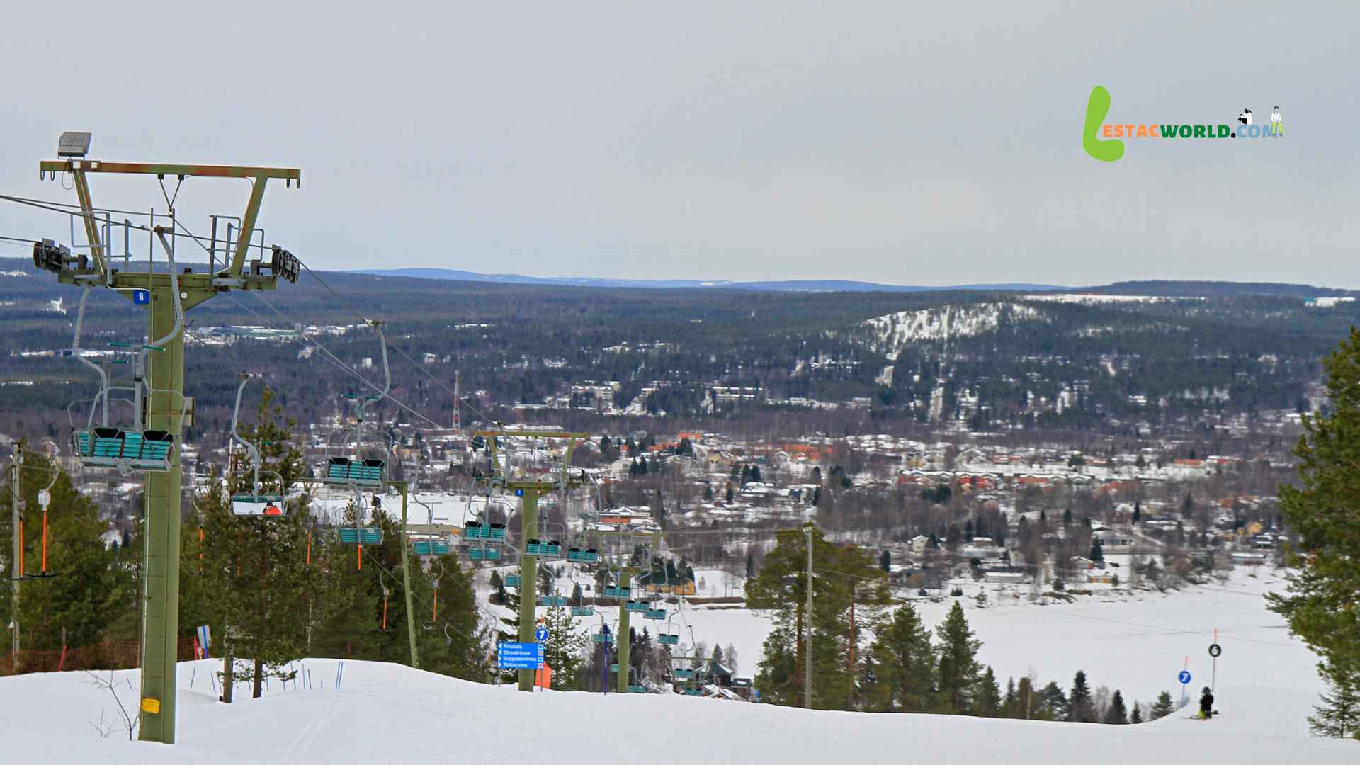 Snow-covered Ounasvaara hill in Rovaniemi