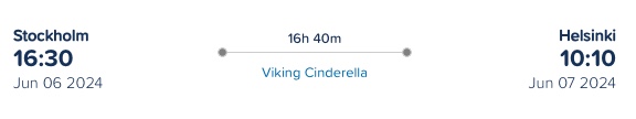 Details of Overnight Cruise from Stockholm to Helsinki on July 6th, 2024