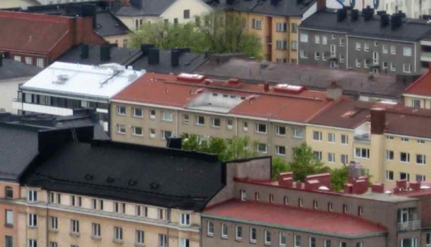 Aerial view of Helsinki city residential buildings