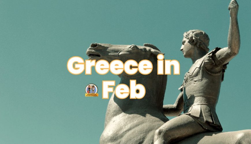 A statue of Alexander the Great in Greece, against a backdrop of ancient ruins.