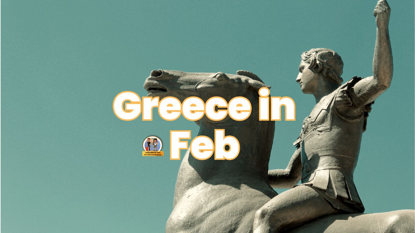 A statue of Alexander the Great in Greece, against a backdrop of ancient ruins.