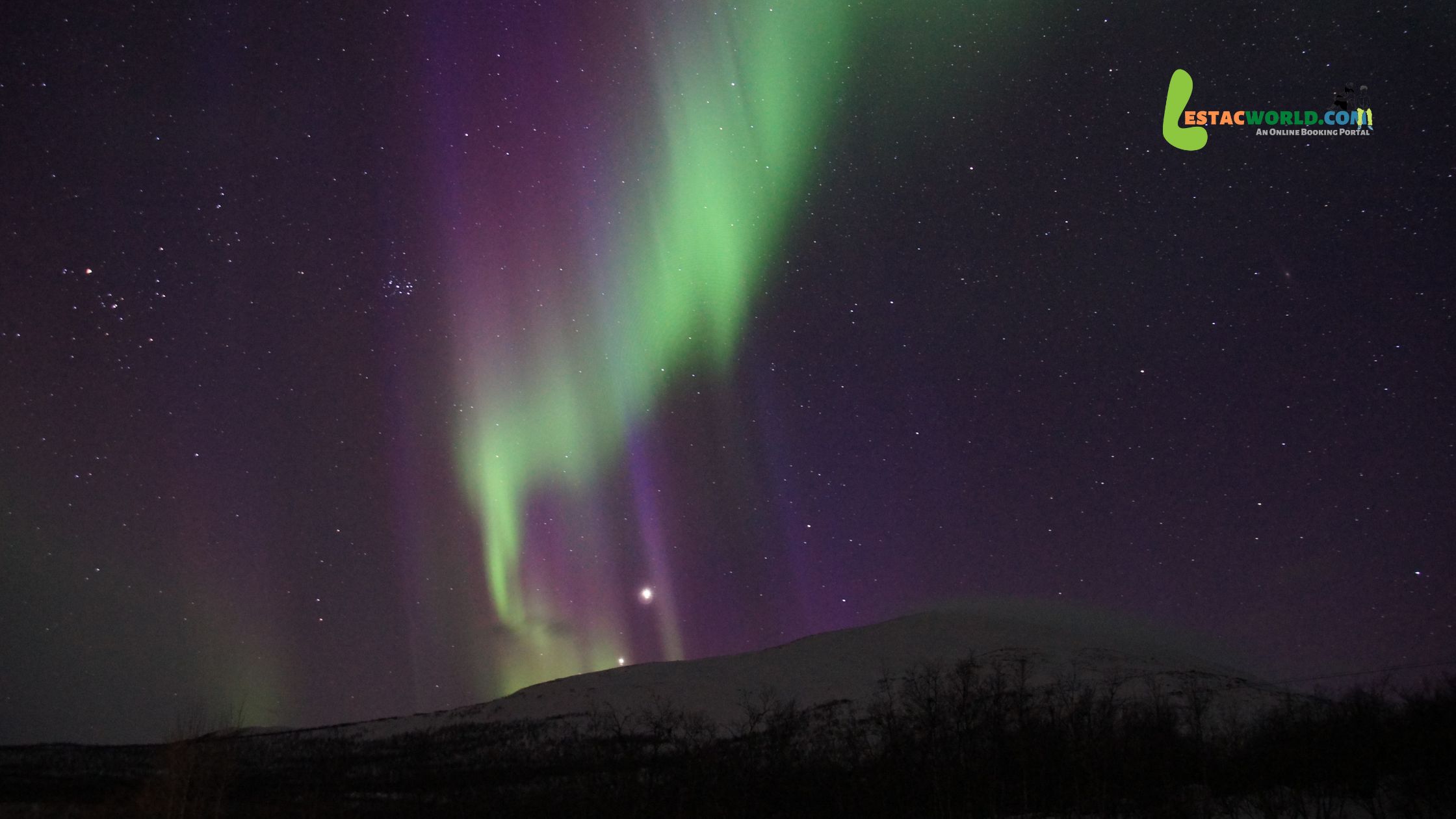 Northern Lights illuminating the sky over Kiruna in December.