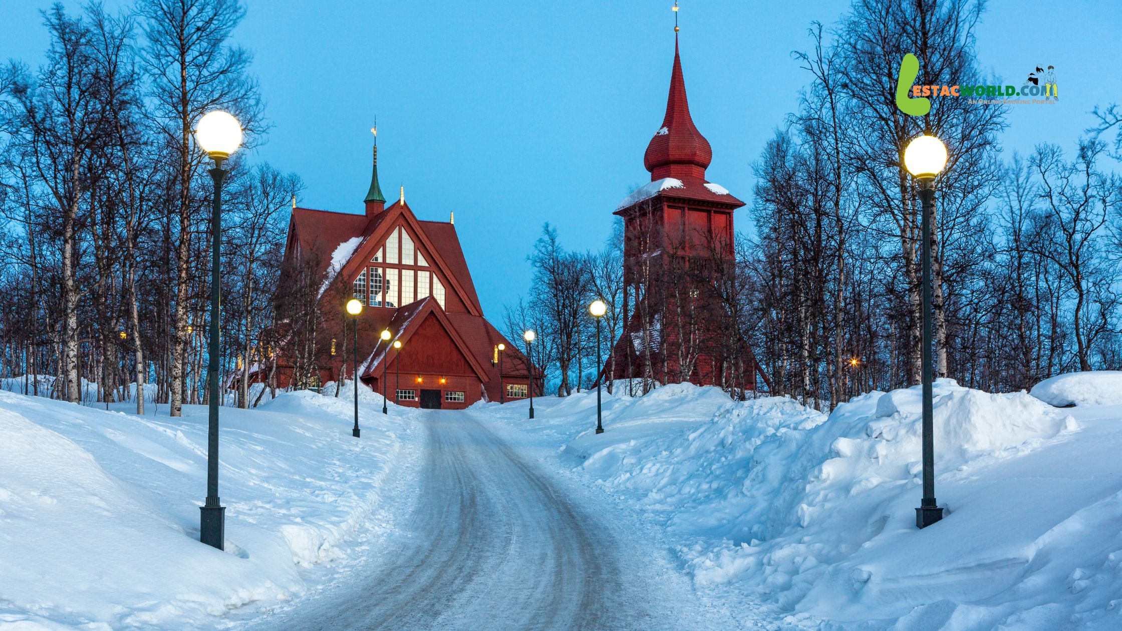 Kiruna Church covered in snow in December.