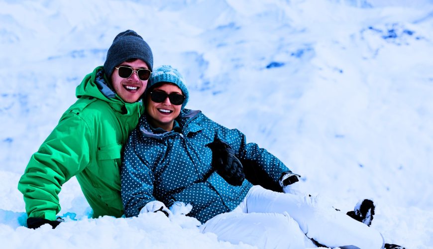 Wong and Koh enjoying the snowy landscape in Kiruna, Sweden.
