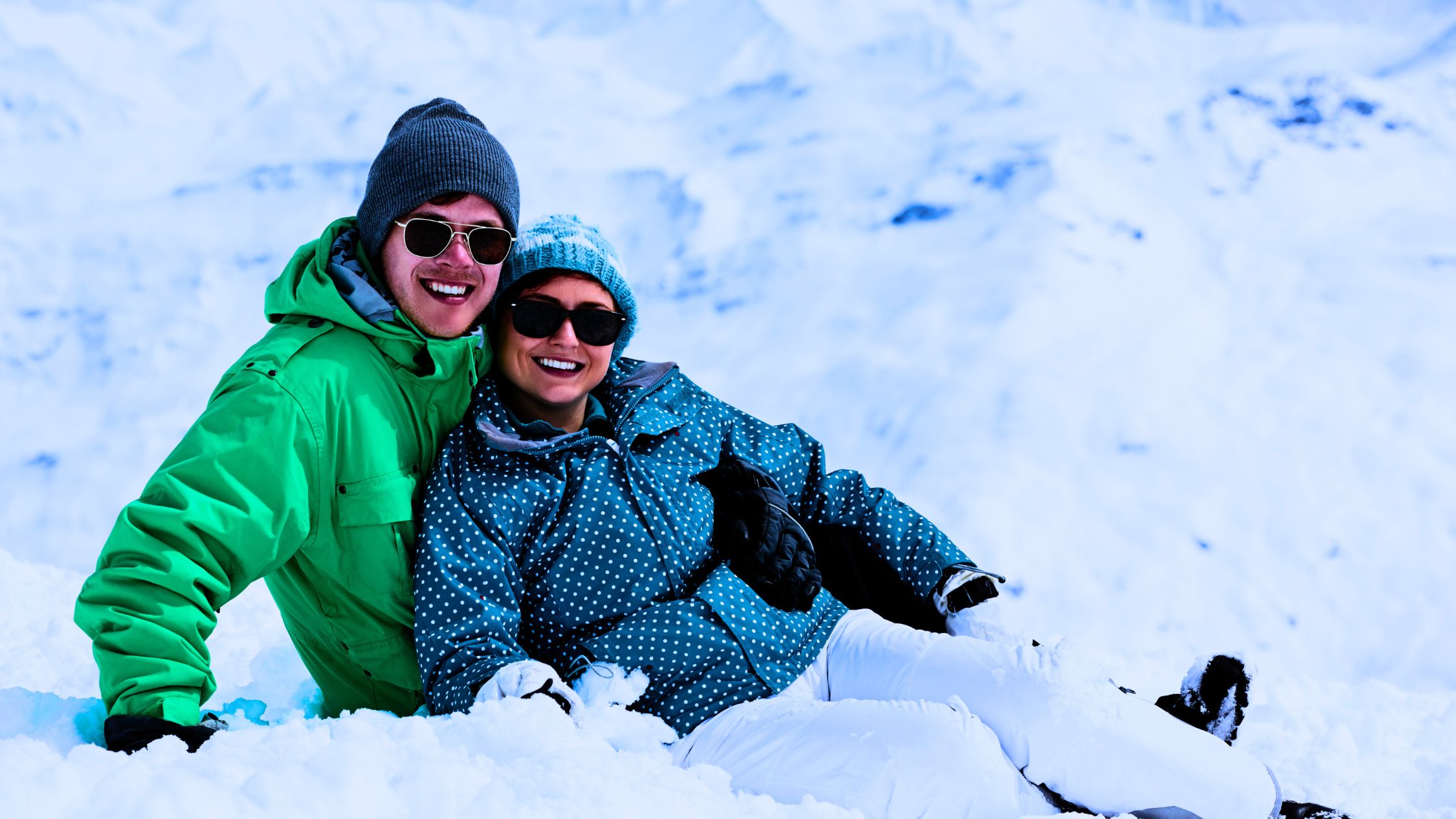 Wong and Koh enjoying the snowy landscape in Kiruna, Sweden.