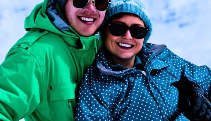 Wong and Koh enjoying the snowy landscape in Kiruna, Sweden.